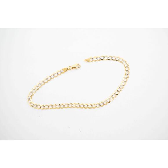 Estate 14k Yellow Gold Cuban Style Bracelet 8.5" Lobster Cla - Picture 2 of 6